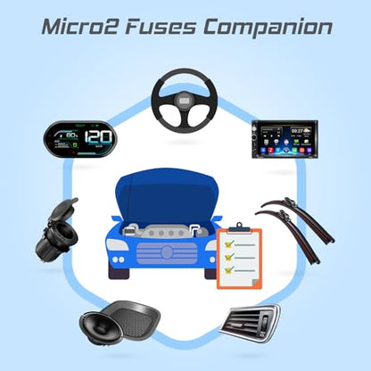 JOREST 60Pcs Micro Assorement Fuses Kit -Micro2 Fuse kit, Micro 2 Automotive Replacement Fuses for Car RV Truck Motorcycle(2Amp 3A 5A 7.5A 10A 15A 20A 25A 30A 35A 40A) - style: 60 Micro2