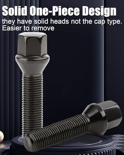GAsupply 14x1.5 40mm Shank Lug Bolts, 17mm Hex, 20pcs Black Conical Seat - color: Black, size: 40mm Shank Acron Seat