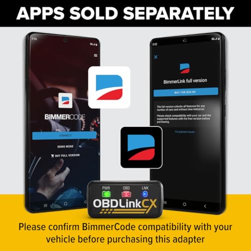 OBDLink CX Bimmercode Bluetooth 5.1 OBD2 Adapter for BMW/Mini, Works with iPhone/iOS & Android, Car Coding, OBD II Diagnostic Scanner