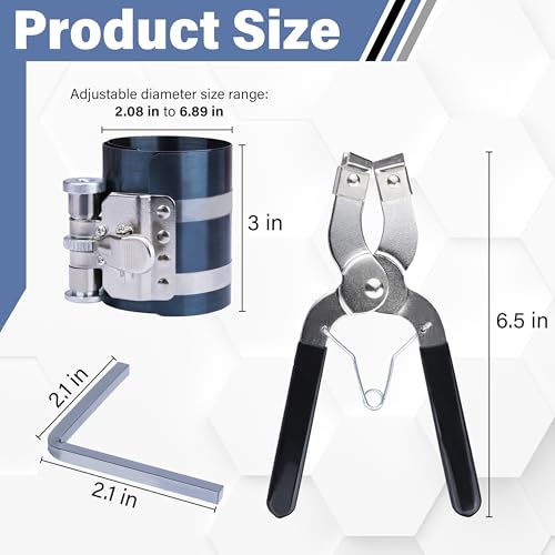 Piston Ring Compressor Tool, Car Engine Piston Ring Installer Removal Kit