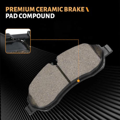 D1774 Front Ceramic Brake Pads Kit Fit For Ford Transit-150 2015-2021, For Transit-250 2015-2021, For Transit-350 2015-2024 - style: HZ1774