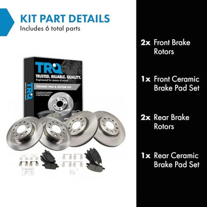 TRQ Front and Rear Ceramic Brake Pad and Rotor Set 5-Lug - style: BKA14604