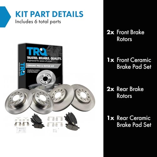 TRQ Front and Rear Ceramic Brake Pad and Rotor Set 5-Lug - style: BKA14604