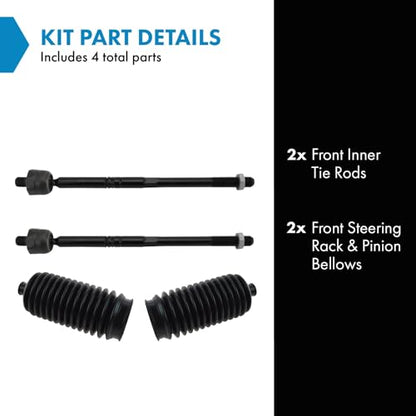 TRQ Front Steering Kit Steering Rack & Pinion Bellow Tie Rod - style: PSA27945