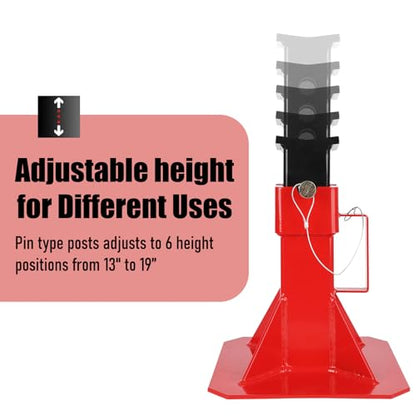 22 Ton Jack Stands, Heavy Duty Pin Type Jack Stand Pair with Safety Lock for Trucks, Trailers and Heavy Equipment Stands, Adjustable Height up to 19", 44,000 lbs Load Capacity, Red