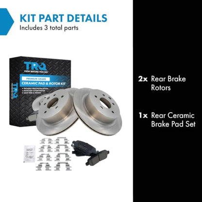 TRQ Rear Brake Pad and Rotor Set Ceramic Solid Rotors - style: BKA10689