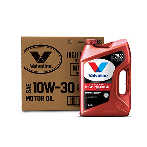 Valvoline High Mileage with MaxLife Technology SAE 10W-30 Synthetic Blend Motor Oil 5 QT, Case of 3 (Packaging May Vary) - size: 5 qt (Pack of 3), style: High Mileage