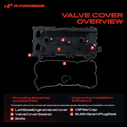A-Premium Left Side Engine Valve Cover with Gasket - style: Left Side