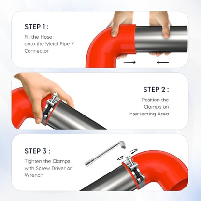 Endure 90 Degree Silicone Elbow Intake Hose 4-Ply, 3"(76mm) - Red - color: Red, size: ID - 3Inch(76mm)