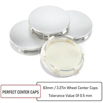 RTrhinoTuning 4 PCS 83mm Wheel Center Caps Compatible with Tahoe Suburban Yukon Escalade Rim, OD:3.27"(83 mm) ID: 3"(76.4 mm) Silver Hub Caps - color: Silver