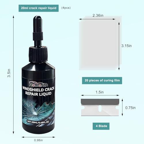 4PCS Windshield Crack Repair Kit, Quick Car Window Cracks Gone Glass Scratch Repair Liquid, Long-Lasting Windscreen Filler Tool Resin Fluid for Cracks Chips Star-Shaped Damage - color: 4pcs