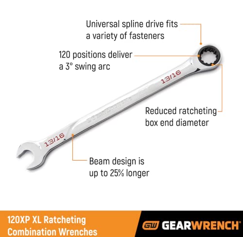 GEARWRENCH 7 Piece 120XP XL Ratcheting Combination SAE Wrench Set | 86452 - style: 7 Piece SAE
