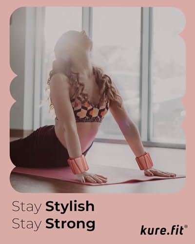 Pilates Wrist & Ankle Weights | Adjustable Weighted Bangles | 1/2/3LB Each - color: Peach, size: 1 LB