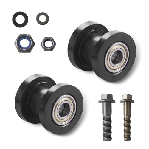 2 PCS Chain Roller Tensioner Guide, 8mm/0.3" 10mm/0.4" Chain Puller Adjuster Wheel, Motorcycle Accessories for Most Dirt Bikes ATVs Motorcycle Bicycles (Black)