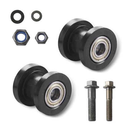 2 PCS Chain Roller Tensioner Guide, 8mm/0.3" 10mm/0.4" Chain Puller Adjuster Wheel, Motorcycle Accessories for Most Dirt Bikes ATVs Motorcycle Bicycles (Black)