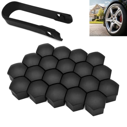 20PCS 21mm Hexagonal Lug Nut Covers, Rust-proof Wheel Bolt Protector Caps with Removal Tool Clips, Universal External Rim Nut Protection Fit for Most Car Truck SUV(Black) - size: 21mmBlack