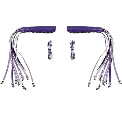 2PCS Faux Leather Motorcycle Lever Covers with Fringes, Motorcycle Brake Clutch Lever Covers Grip Tassels Motorcycle Handlebar Handle Grip Covers, Fringed Leather Lever Covers Wraps with Skulls - color: Purple & Black Laces*1 & Purple Laces*1