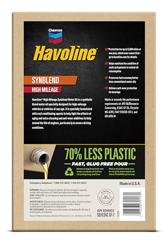 Havoline Motor Oil 10w30 High Mileage Synthetic Technology Smart Change Engine Oil, 10W-30, 6 Quarts, Pack of 2 - size: Pack of 2, style: 10W-30