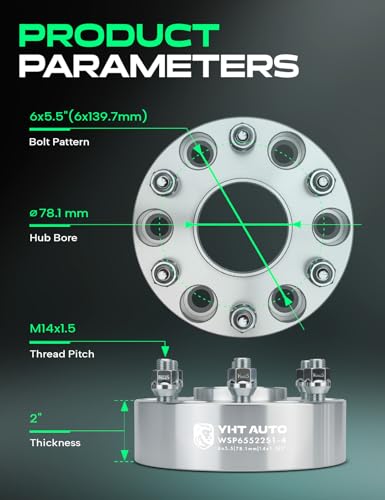 YHTAUTO 6x5.5 Hub Centric Wheel Spacers 2 Inch for Chevy, GMC, Cadillac - color: Silver, size: 2 Inch(4PCS)