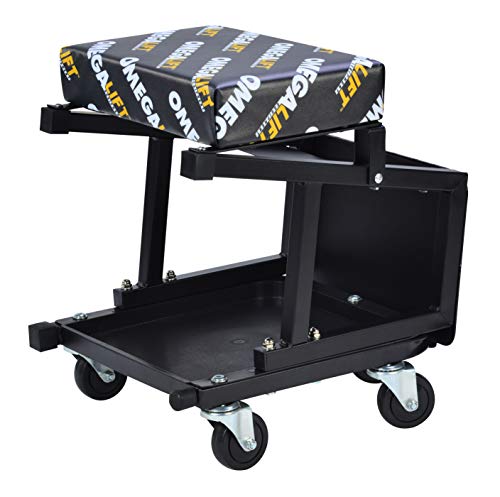Omega Lift 91305 2-in-1 Mechanics Creeper Seat/Step Stool, 7.88'' Height, 17.72'' Width, 15.75'' Length, Black