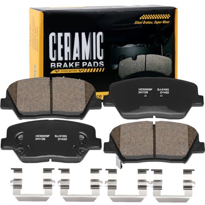 D1432 Front Ceramic Brake Pads Kit Fit For Hyundai Azera 2012-2017, For Santa Fe 2010-2012, For Santa Fe Sport 2013-2016, For Kia Sorento 2011-2015 - style: HZ1432