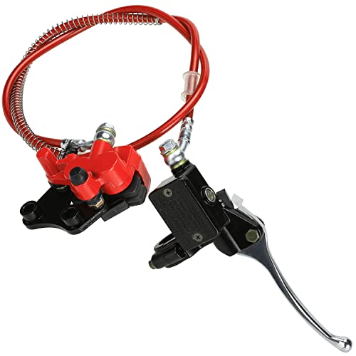 FVRITO Front Disc Hydraulic Brake Master Cylinder Caliper Handle Lever Line Assembly with Brake Pads for 50cc 70cc 90cc 110cc 125cc SSR TaoTao Apollo Coolster Moped Scooter Chinese Pit Dirt Bike Red - color: Red