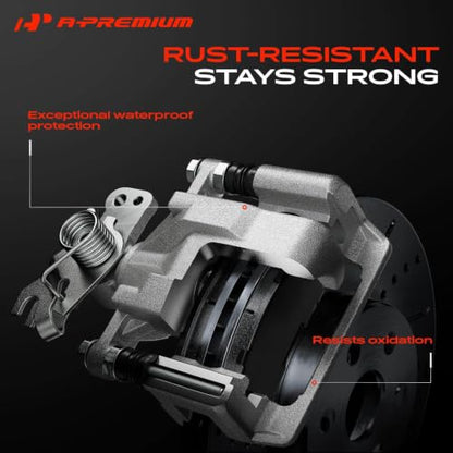 A-Premium Rear Left and Right Side Disc Brake Caliper with Bracket