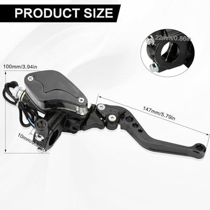 7/8" 22mm Motorcycle Brake Clutch Pump Lever, Black - color: Black