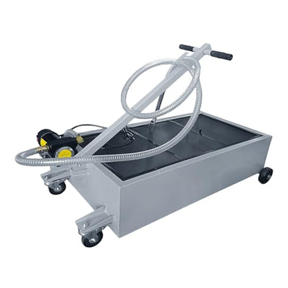 25 Gallon Low-Profile Oil Drain Pan with Electric Pump, Gray - color: Gray, size: 25 Gallon