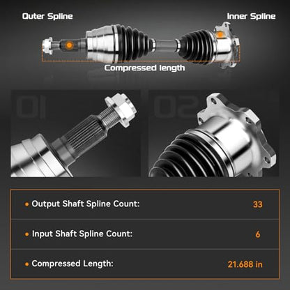 Front CV Axle Shaft Assembly Pair for Chevy Silverado 1999-2010