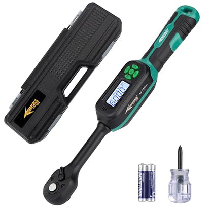 AEROFORCE Digital Torque Wrench - 3/8 Inch Drive Electric Torque Wrench (6.8-135Nm), Features Dual-Direction Ratchet, ±2% Accuracy, Buzzer & LED Alerts, 4-Measurement Unit (Nm/lb.ft/in.lb/kgf.cm) - style: 3/8’’ 5.02-99.57 lb.ft
