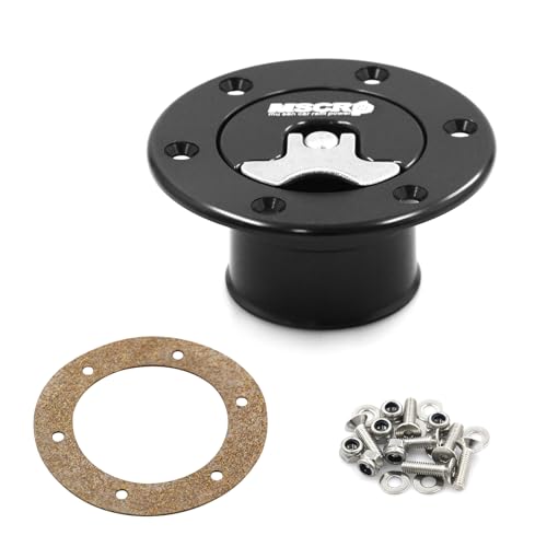 Billet Aluminum 35.5mm Fuel Cell Gas Cap Fuel Surge Tank Cap with 6 Hole Non-vented (Black) - color: Black