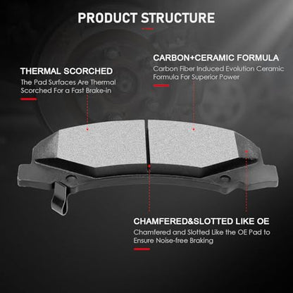 cciyu D1159 D999 Brake Pads w/Hardware Front Rear Disc Brake Pad Set - size: Front[D1159] + Rear[D999]