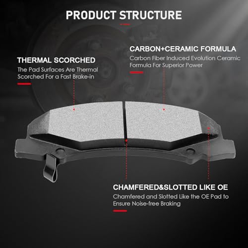 cciyu D1159 D999 Brake Pads w/Hardware Front Rear Disc Brake Pad Set - size: Front[D1159] + Rear[D999]