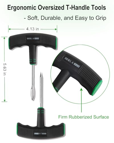 HolaKit 13-Piece Tire Plug Kit with T-Handle Tools and Vulcanizing Plugs