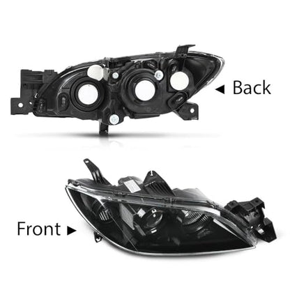 G-PLUS Headlights Assembly Fit For Mazda 3 4-Door Sedan 2004-2009 - size: Fit Mazda 3 2004-2009(Clear)