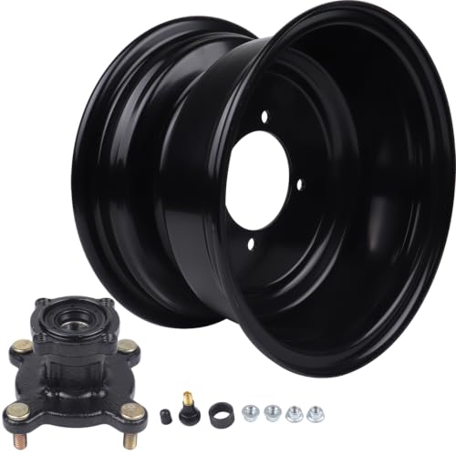8 inch Front Wheel Rim Hub with 3 Holes Fits for 19x7.0-8 Tires Most ATV Go Kart Off-Road Dirt Pit Bike Quad Dirt Bikes (4 Holes 8" ATV Wheel Rim)