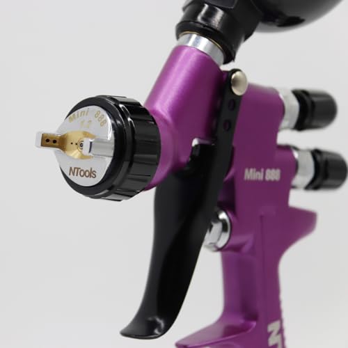 Touch-Up Mini Air Spray Gun, 1.2mm Stainless Steel Nozzle, 250ml Capacity, HVLP Auto Paint Sprayer for Cars and Furniture (Purple, 1.2mm Nozzle) - color: Purple, size: 1.2mm Nozzle