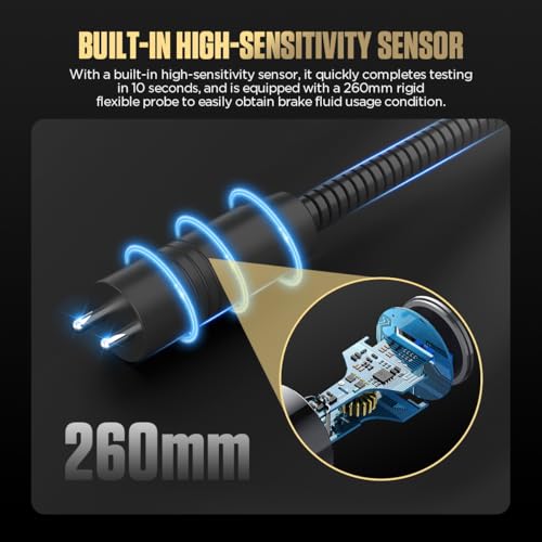 Brake Fluid Tester, Professional Automotive Brake Fluid Water Content Detector with 1.8" HD Backlit Display, Compatible with DOT3/DOT4/DOT5/DOT5.1/ENV4/ENV6