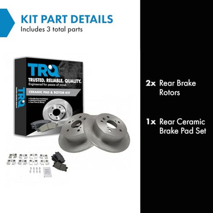 TRQ Rear Brake Pad and Rotor Set Ceramic Solid Rotors - style: BKA11110