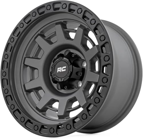 Rough Country 85 Series 17x9 Wheel - 8x170mm, 12mm Offset, Gunmetal Gray with Black Simulated Beadlock, One-Piece Aluminum Off-Road Wheel