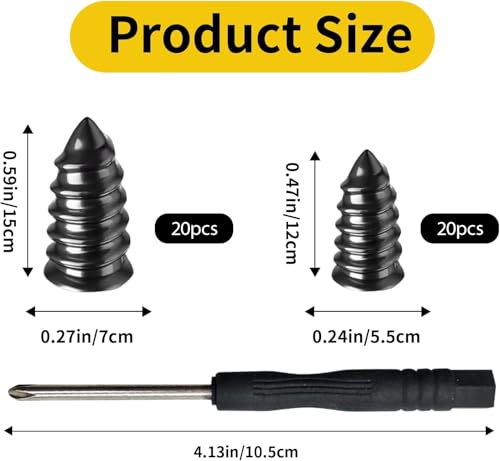 40 PCS Tire Repair Rubber Nails Kit with 2 Sizes, Tire Repair Kit ，Fast Self-Service Tire Repair Tools, with Box and Screwdriver, Suitable for Car Motorcycle Jeep Tire Puncture Repair
