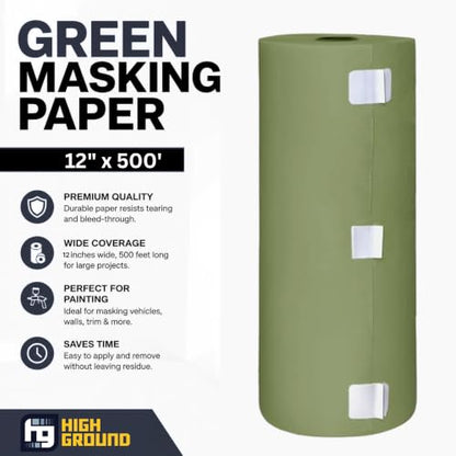 High Ground Green Economy Masking Paper, Multiple Sizes (12"x500' (1 Roll)) - size: 12"x500' (1 Roll)