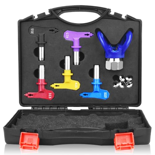 6Pcs Reversible Spray Nozzle Tips,Airless Spray Tips,Airless Spray Gun Nozzle,Tip Guard and Airless Spray Tip Organizer. (211,313,415,517,623) - style: 211,313,415,517,623