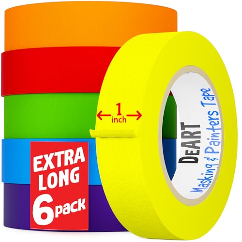 DEART Colored Masking Painters Labeling Tape Masking Tape 1 inch Color Painter Tapes for Arts & Crafts Labeling or Coding, Art Supplies Color Tape Rolls, Colorful Craft Tapes - size: 1 inch (56 Yd)