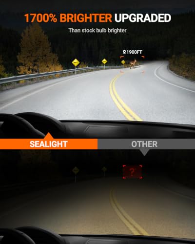SEALIGHT 9005 H11 Bulbs, 240,000LM 17X Brightness, HB3 H8/H16/H9 6500K Cool White LED Bulbs, IP68 Waterproof 80000Hrs Lifespan, 5X Heat Dissipation driving LED Bulbs, Plug and Play, 4 Pack - color: White, size: 9005 H11