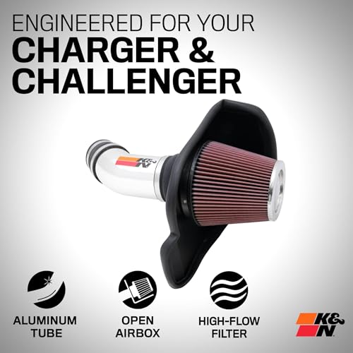 K&N Cold Air Intake System: High-Flow Air Filter, Increase Performance & Towing: Compatible with 2011-2023 Chrysler/Dodge: 300, Challenger, Charger, 69-2545TP - style: Chrome