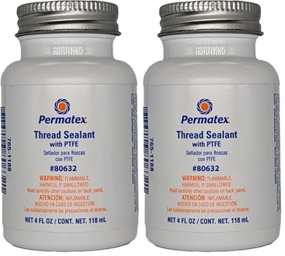 Permatex 80632 Thread Sealant with PTFE, 4 oz, White (Pack of 2) - size: 4 Fl. Oz. (Pack of 2)