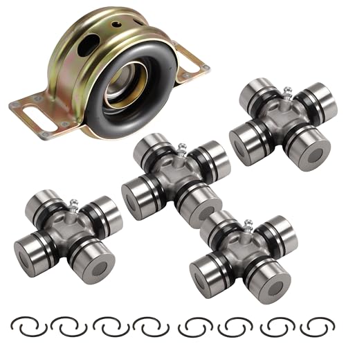 4Pcs Drive Shaft U-Joints & Center Support Bearing Kit