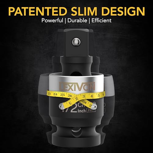 LEXIVON Impact Universal Joint - Patented SLIM Design | 3-Piece 1/2", 3/8", and 1/4" Socket Swivel Set | Chrome-Molybdenum Steel Full Impact Grade (LX-113-S) - style: SLIM-Design